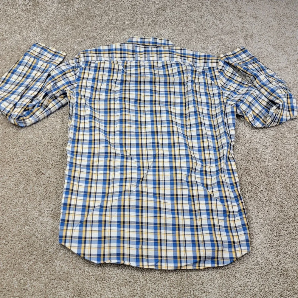 J.Crew Flex Washed Slim Fit Plaid Button Down Shirt Mens Small Blue Yellow White